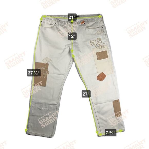 Lauren Ralph Lauren Women's Patchwork Relaxed Tapered Ankle Jeans Cream Size 16 - Picture 7 of 15